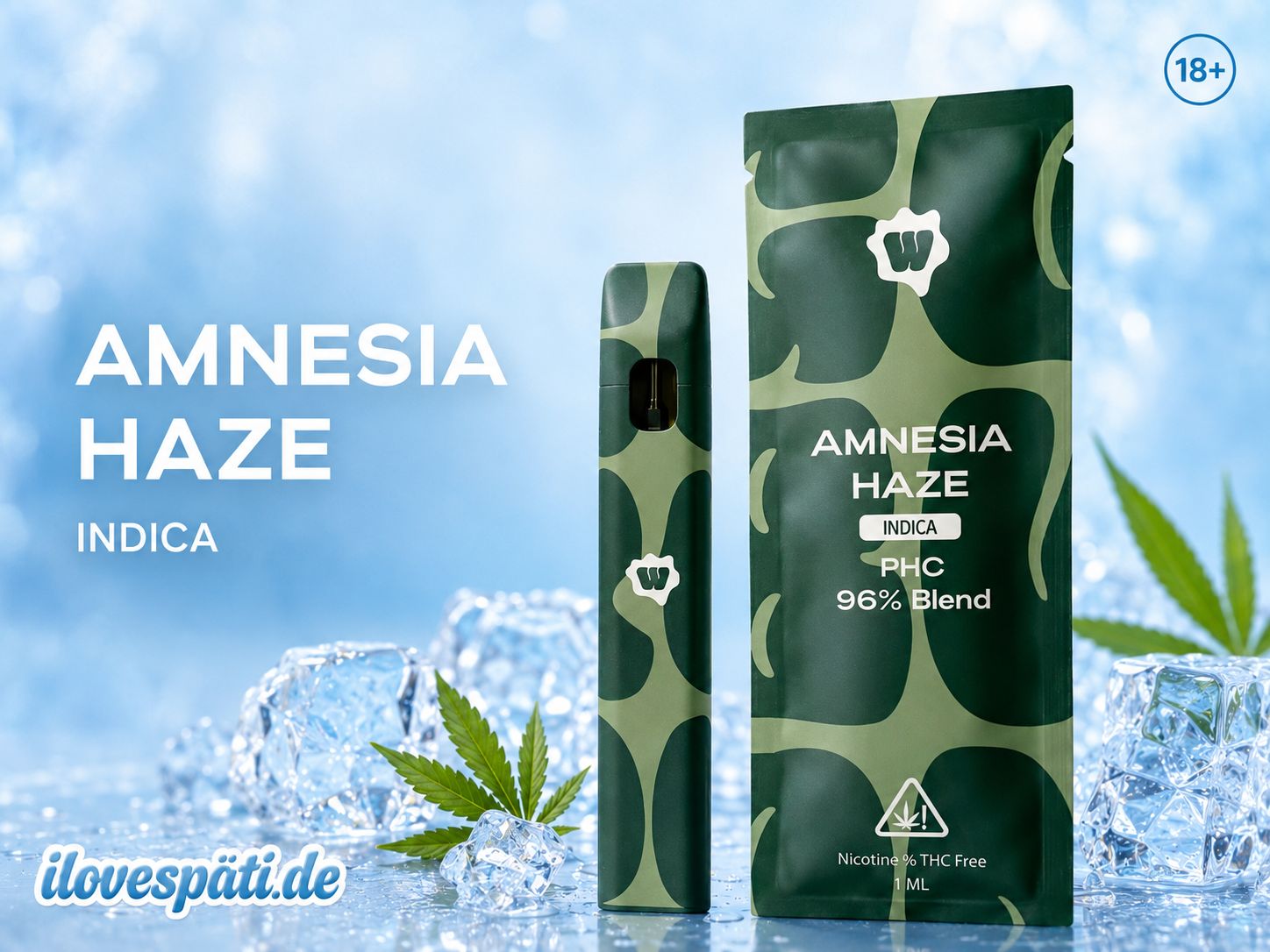 Weed for Friends Amnesia Haze PHC Vape 1 ml Indica 96% PHC Blend nikotinfrei THC-frei