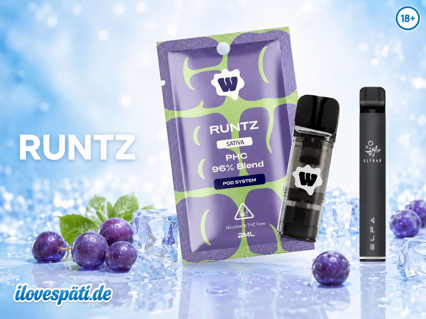 Weed for Friends Runtz PHC Pod 2 ml Sativa 96% PHC Blend nikotinfrei THC-frei