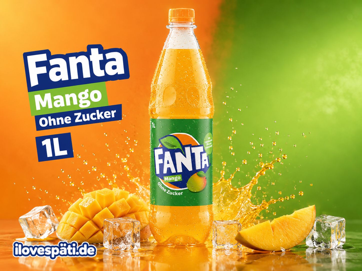 Fanta Mango Ohne Zucker 1 L PET Flasche