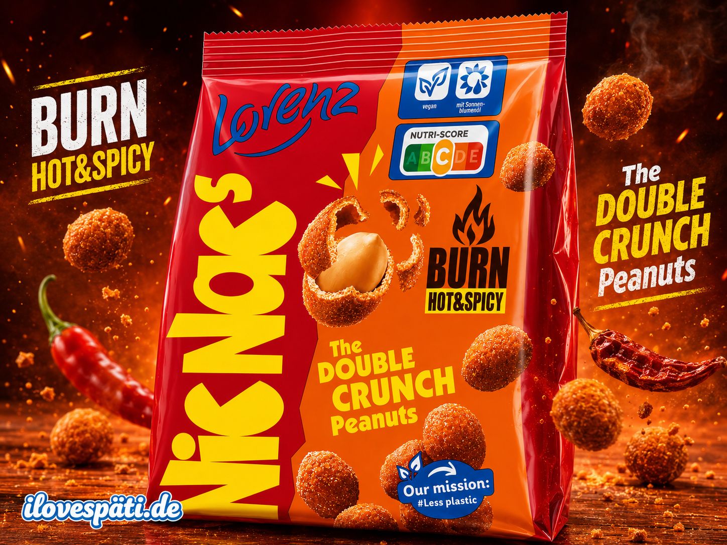 Lorenz NicNac’s Burn Hot &amp; Spicy – The Double Crunch Peanuts 110g