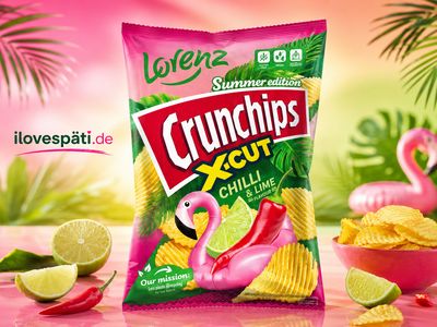 Lorenz Crunchips X-Cut Chilli &amp; Lime Kartoffelchips 130 g – Summer Edition