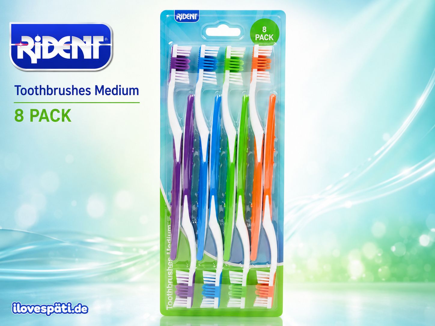 Rident Zahnbürsten Medium 8er-Pack in verschiedenen Farben