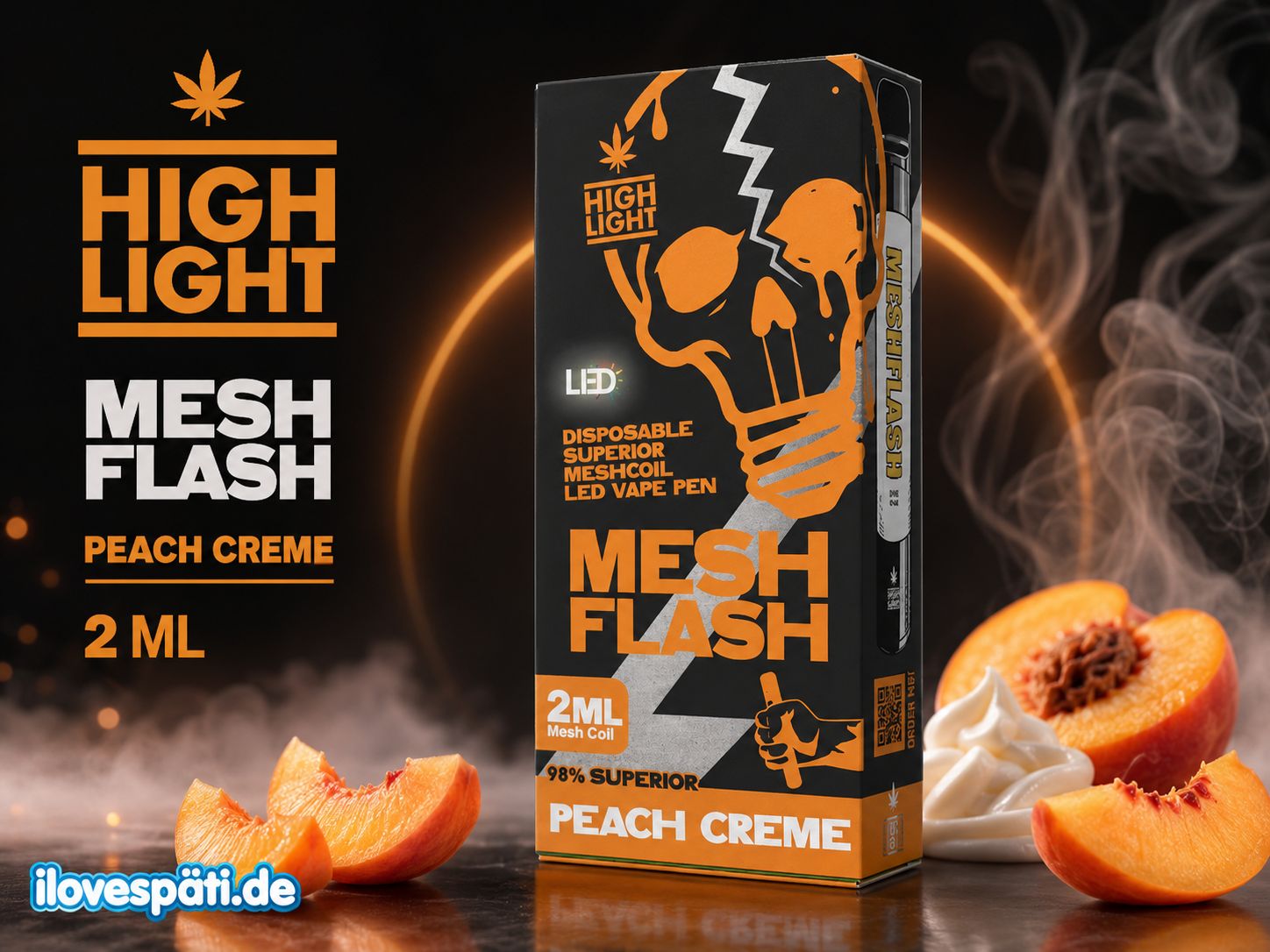 High Light Mesh Flash Peach Creme Einweg-Vape Pen 2 ml