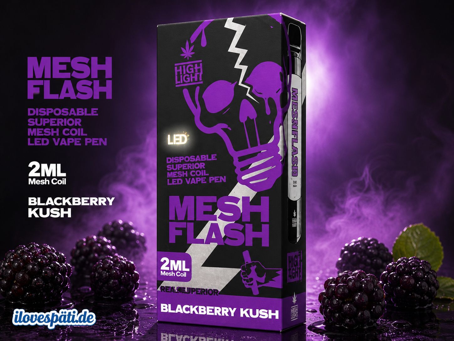 High Light Mesh Flash Blackberry Kush Einweg-Vape Pen 2 ml