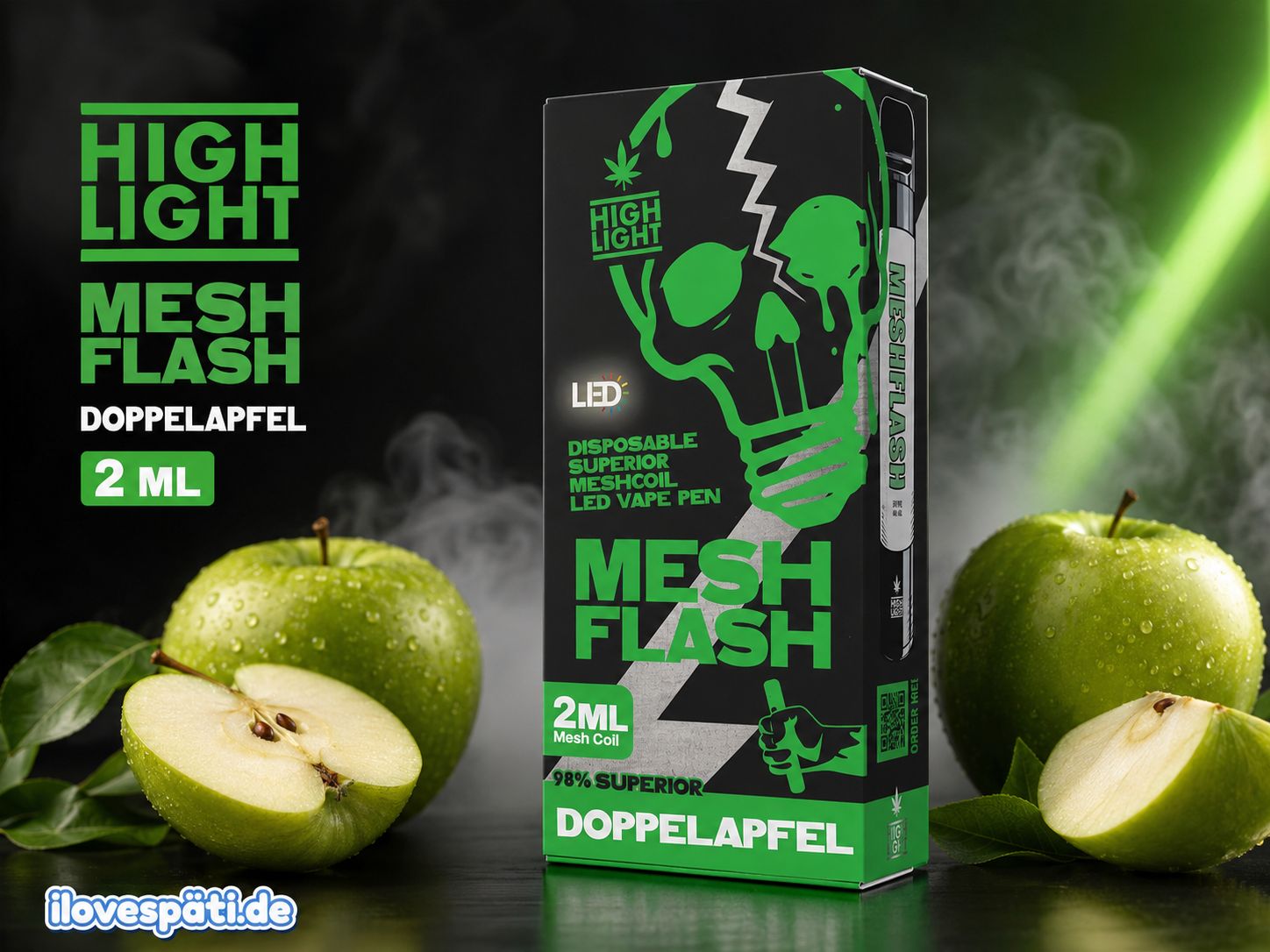 High Light Mesh Flash Doppelapfel Einweg-Vape Pen 2 ml