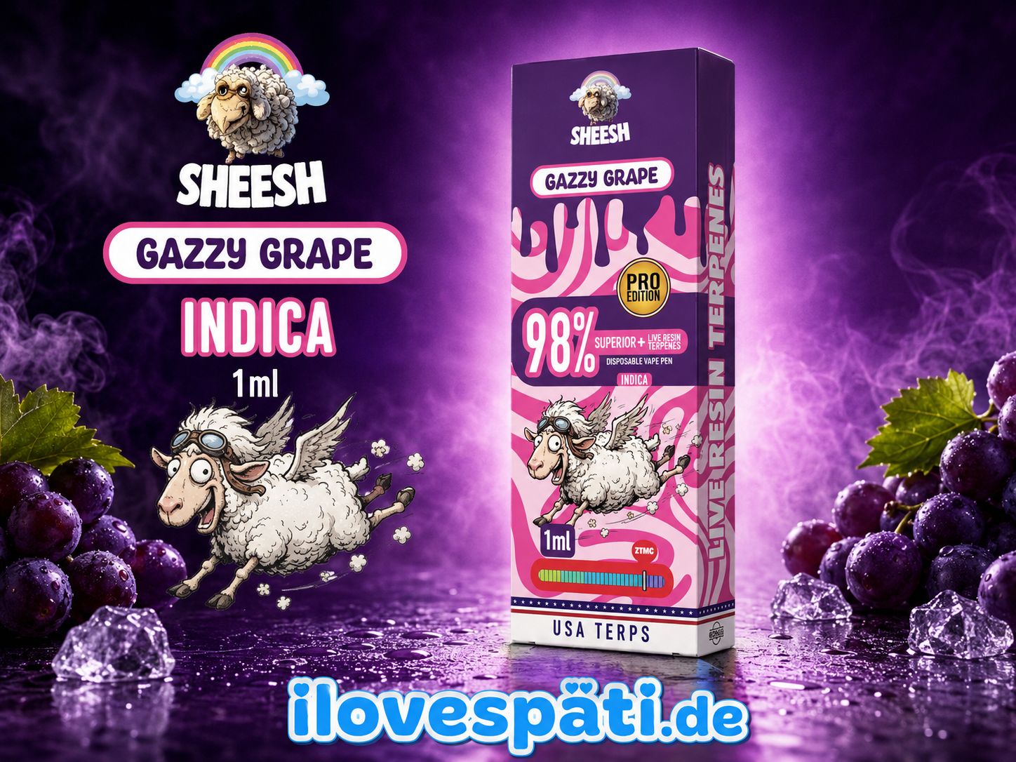SHEESH Superior Pro Gazzy Grape 1 ml Indica Einweg Vape Pen
