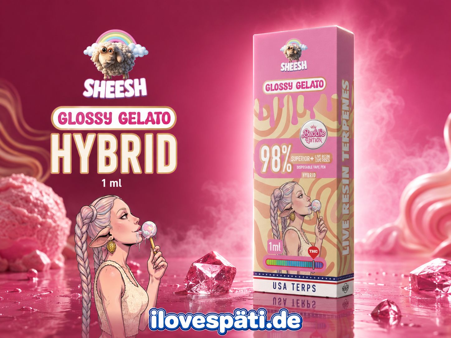 SHEESH Superior Pro Baddie Edition Glossy Gelato 1 ml Einweg Vape