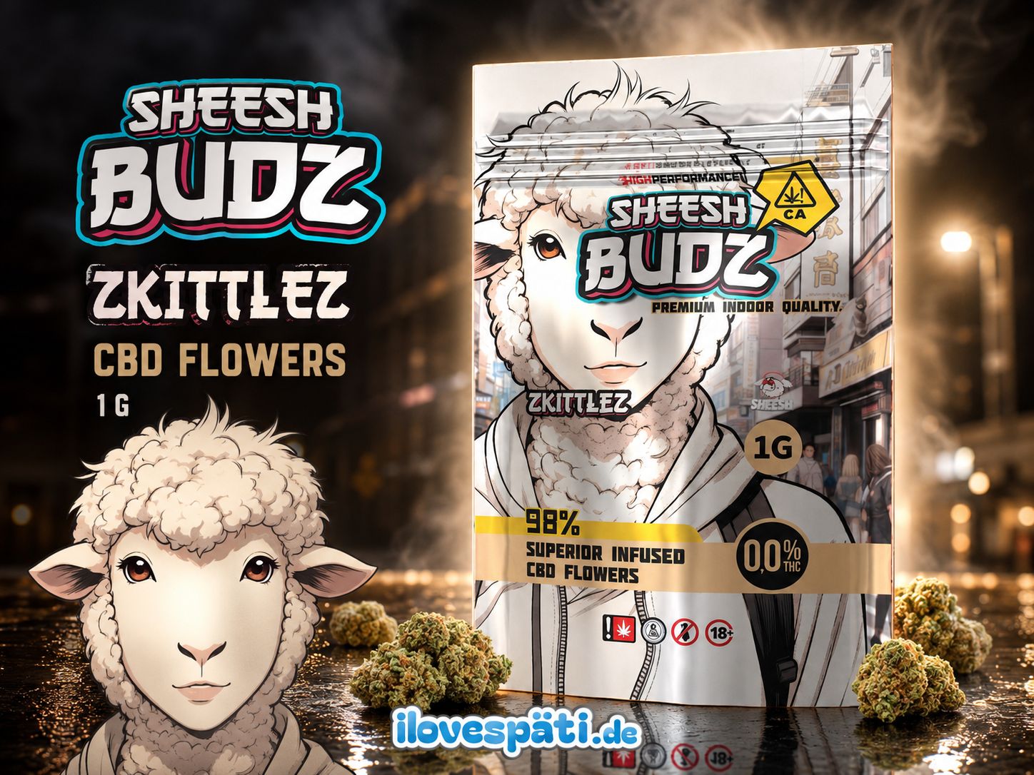 SHEESH BUDZ Zkittlez 1 g Infused CBD Flowers 0,0% THC