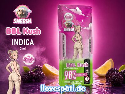 SHEESH Baddie Edition BBL Kush Blackberry Lemon 2ml Prefilled Pod 98% Indica