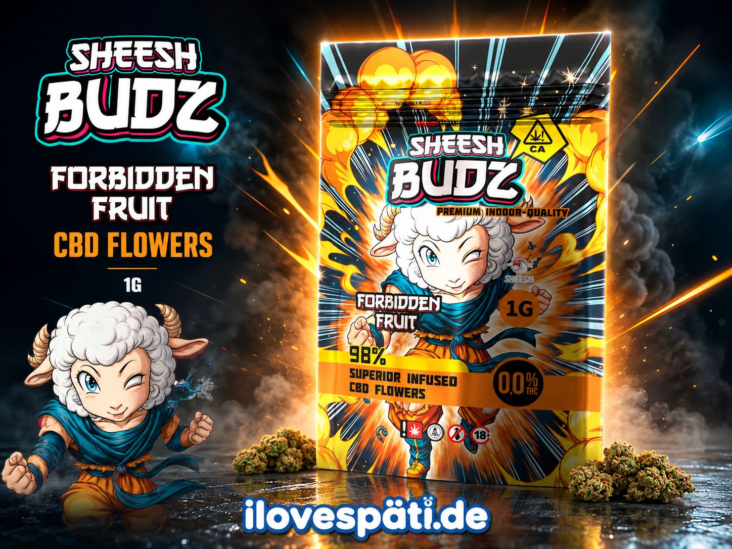 SHEESH BUDZ Forbidden Fruit 1 g Infused CBD Flowers 0,0% THC