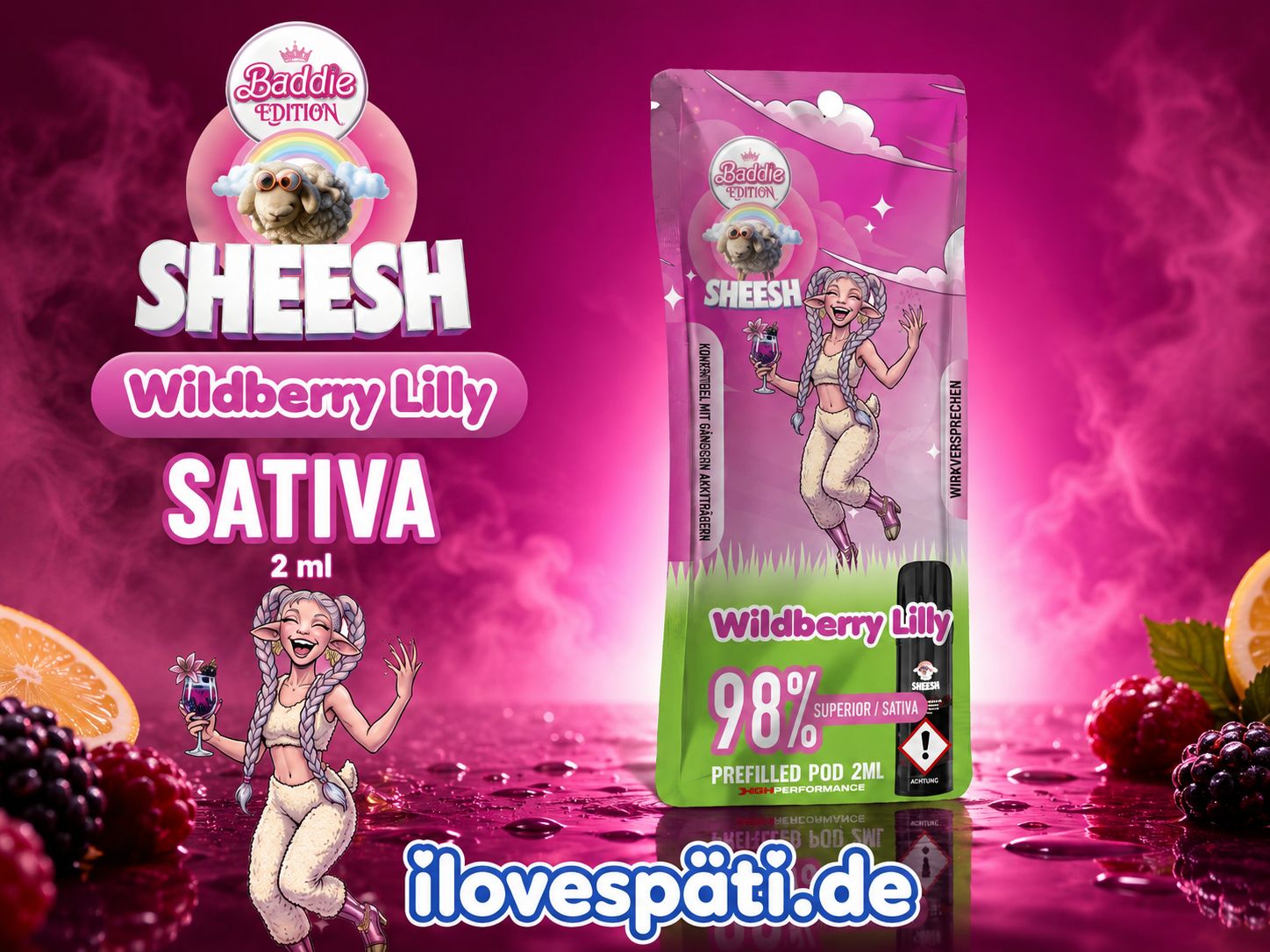 SHEESH Baddie Edition Wildberry Lilly 2ml Prefilled Pod 98% Sativa