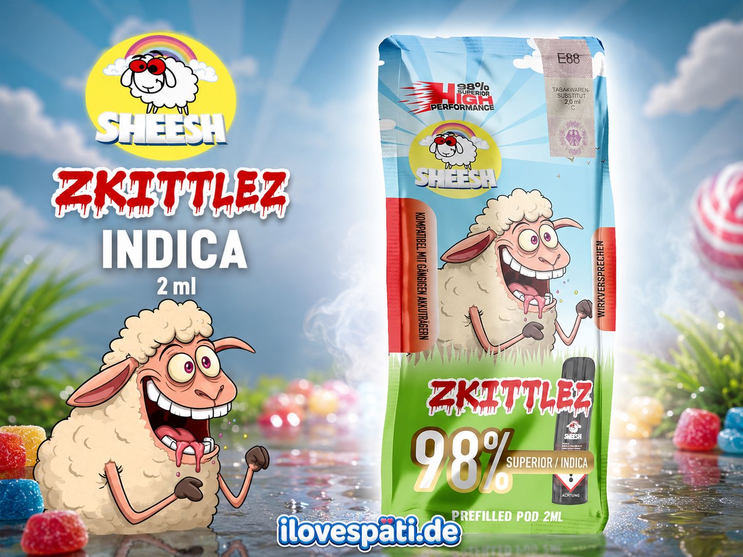 SHEESH Zkittlez Signature Superior Pod 2ml 98% Indica