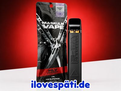 Maskulin H2 Superior HLV Cherry Einweg-Vape 1 ml – nikotin- und THC-frei