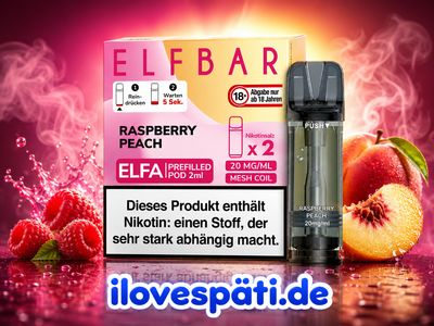 ELFBAR ELFA Raspberry Peach Prefilled Pods 2 × 2 ml – 20 mg/ml Nikotinsalz