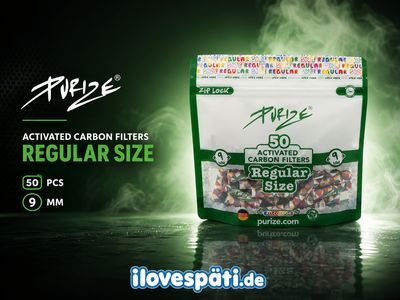 PURIZE Regular Size All Colours Aktivkohlefilter 9 mm – 50 Stück