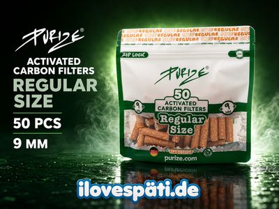 PURIZE Regular Size Spy Design Aktivkohlefilter 9 mm – 50 Stück