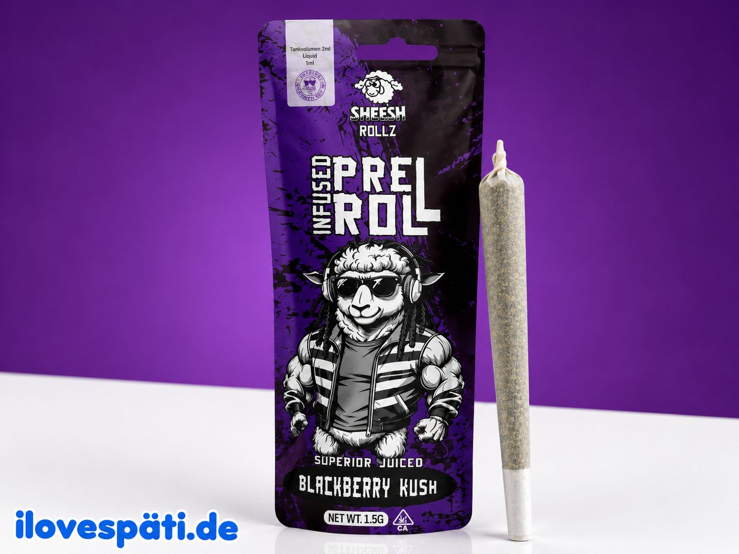 SHEESH Rollz Blackberry Kush Superior Infused CBD Pre-Roll 1,5 g