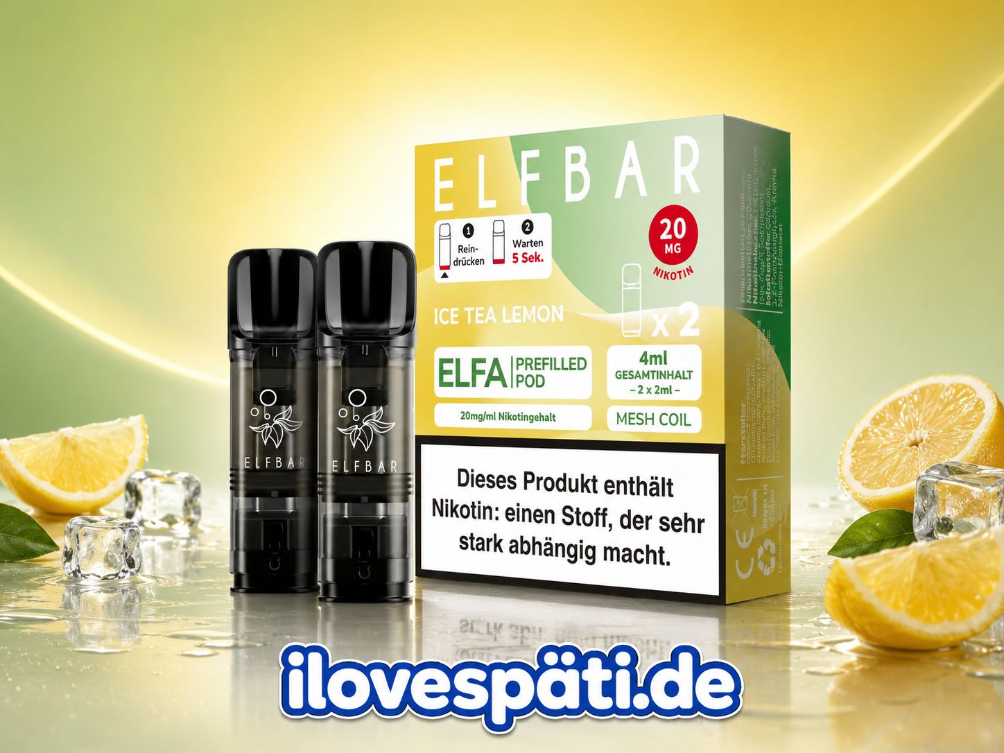 ELFBAR ELFA Ice Tea Lemon Prefilled Pods 2 × 2 ml – 20 mg/ml