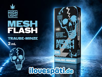 HIGH LIGHT Mesh Flash Traube-Minze H2 Einweg-Vape 2 ml mit LED