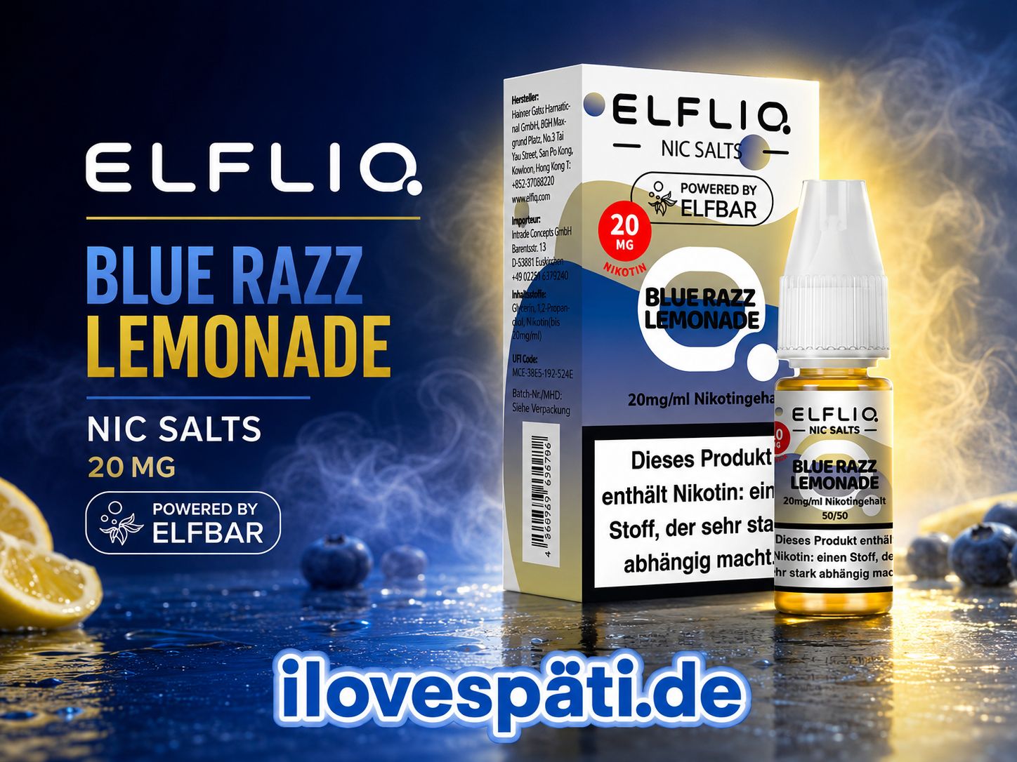 ELFBAR ELFLIQ Blue Razz Lemonade Nikotinsalz-Liquid 10 ml – 20 mg/ml