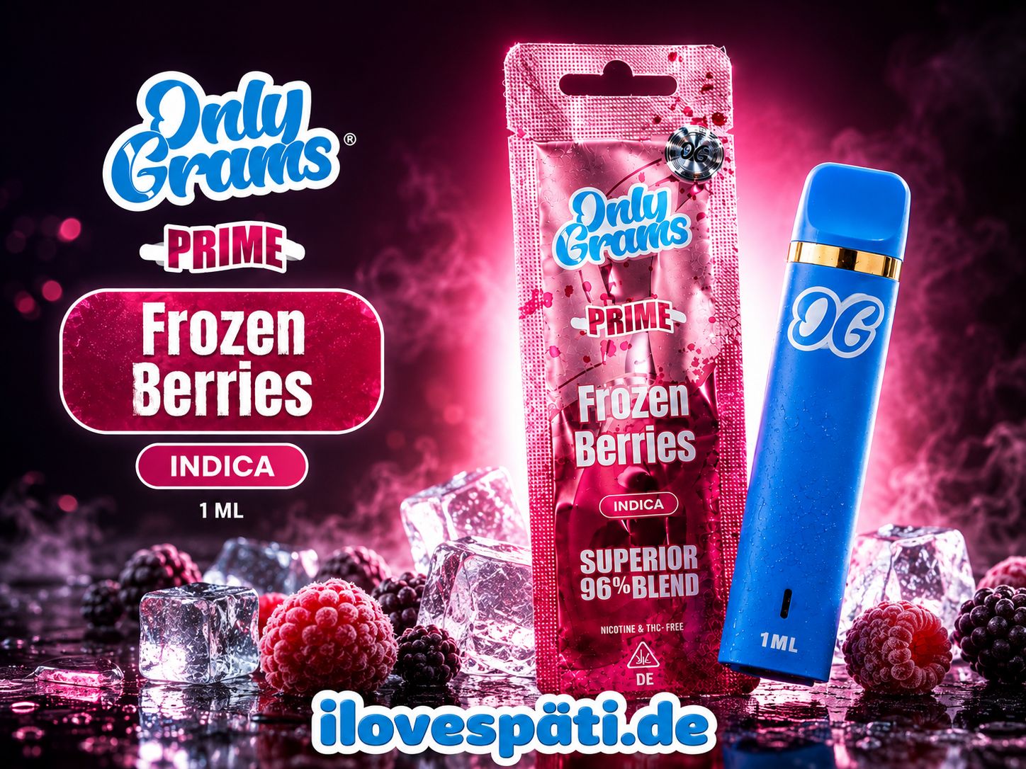 Only Grams Prime Frozen Berries Indica Vape 1 ml 96 % Blend