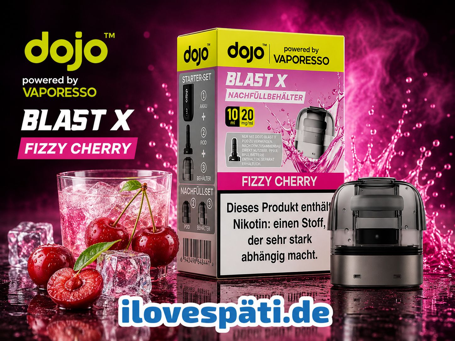 DOJO Blast X Fizzy Cherry Nachfüllbehälter 10 ml 20 mg/ml