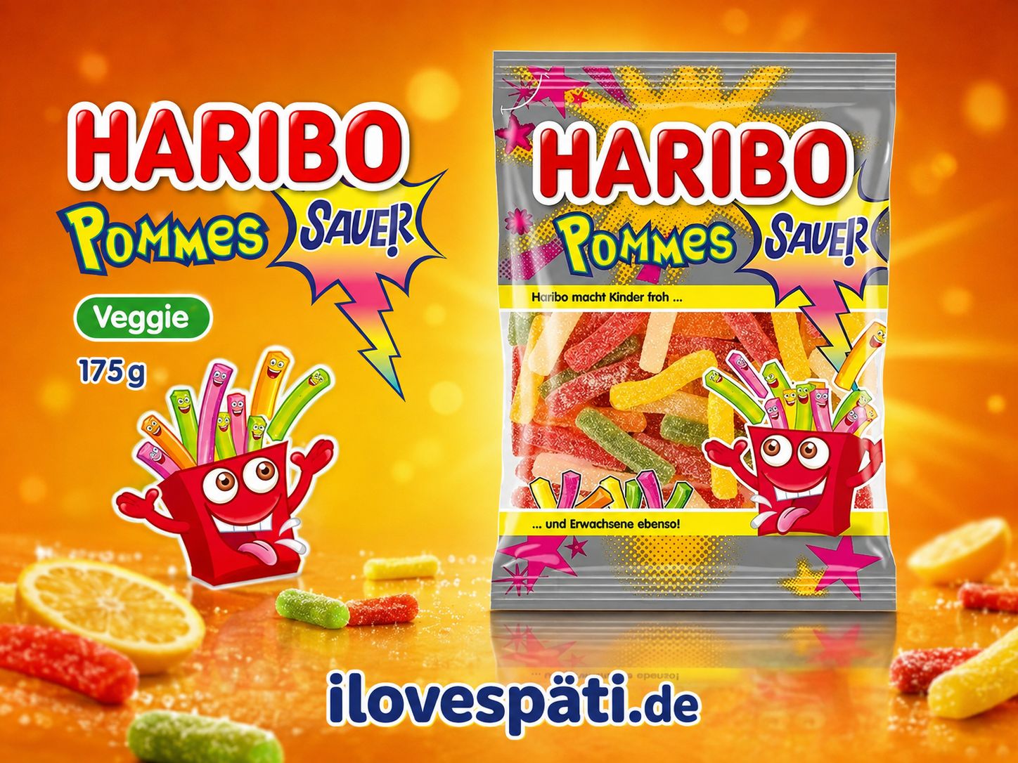 HARIBO Pommes Sauer Fruchtgummi 175 g