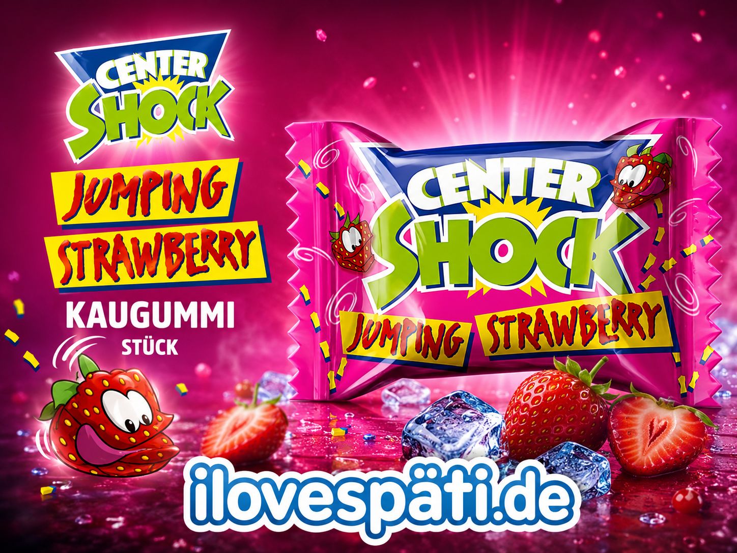Center Shock Jumping Strawberry Kaugummi 1 Stück 4 g