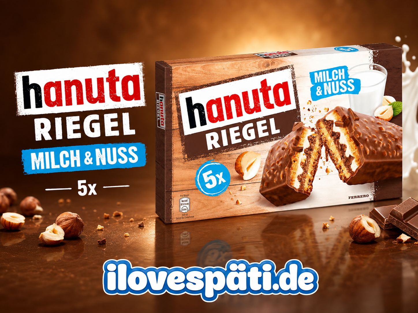 hanuta Riegel Milch &amp; Nuss 5 Stück 172,5 g