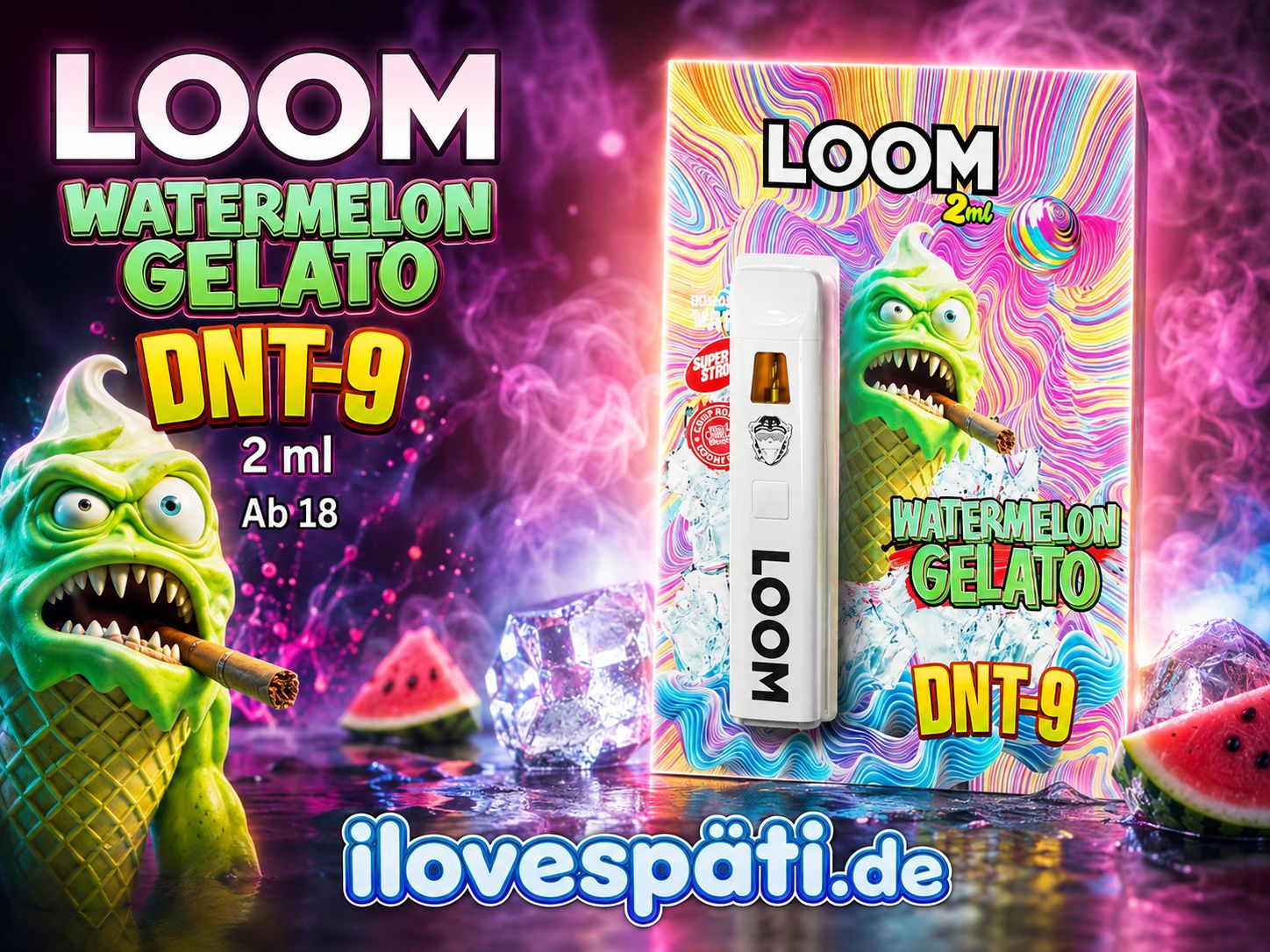 LOOM 95 % DNT-9 Watermelon Gelato Vape 2 ml