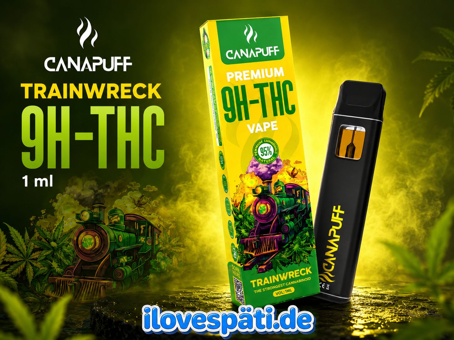 CANAPUFF Trainwreck Hybrid 9H-THC Vape 1 ml – 95 %