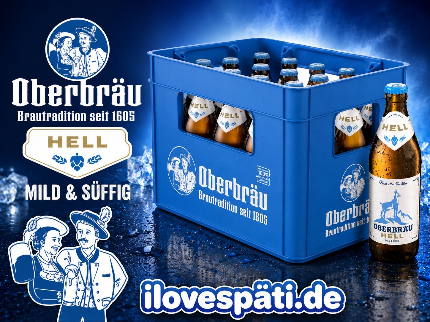 Oberbräu Hell 20 x 0,5 l Mehrweg-Kasten – 5 % Vol.