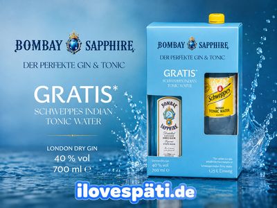 Bombay Sapphire Gin &amp; Tonic Aktionspack 0,7 l 40 % vol + Schweppes 1,25 l