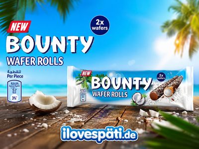 Bounty Wafer Rolls Kokos 22,5 g – 2 Waffelröllchen