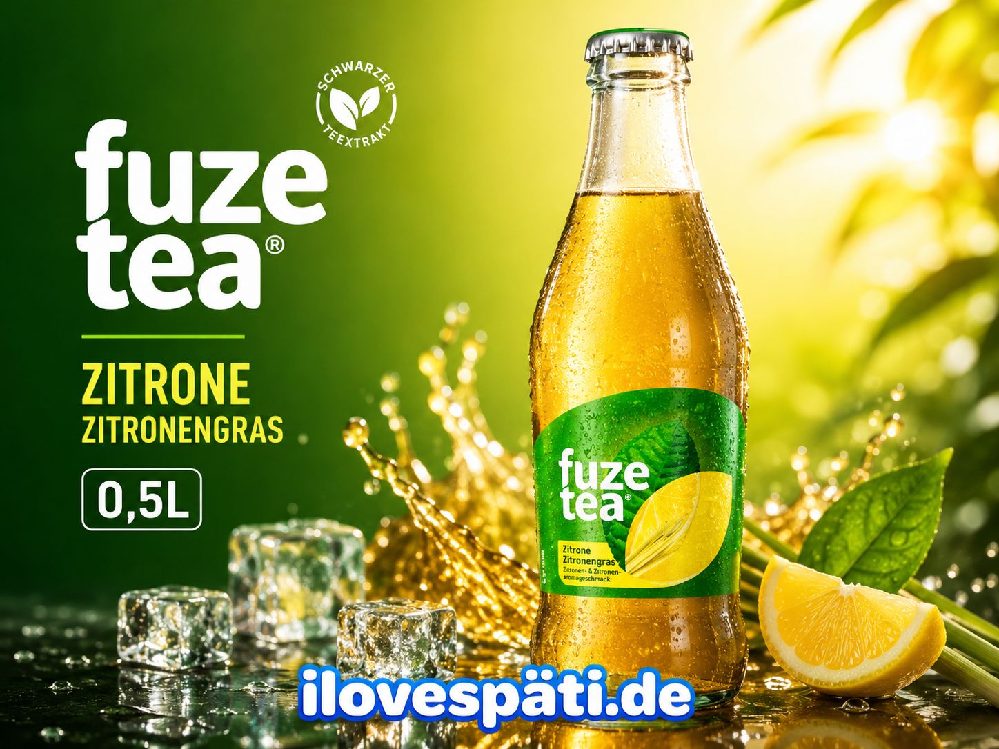 Fuze Tea Schwarzer Tee Zitrone Zitronengras 0,25 l Glas
