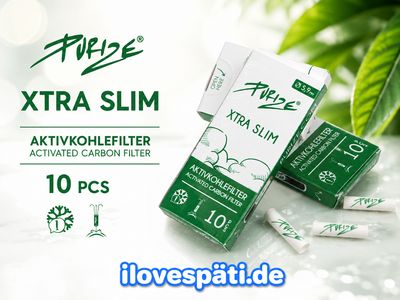 PURIZE XTRA Slim Weiß Aktivkohlefilter 5,9 mm – 10 Stück