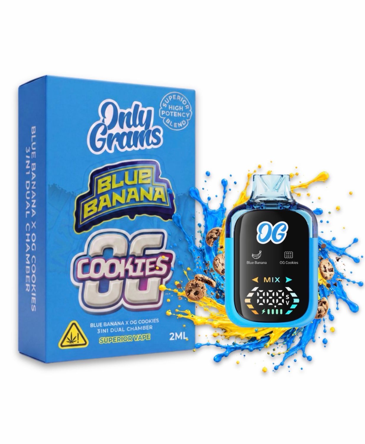 OnlyGrams Superior Dual Chamber Blue Banana × OG Cookies Vape 2 ml