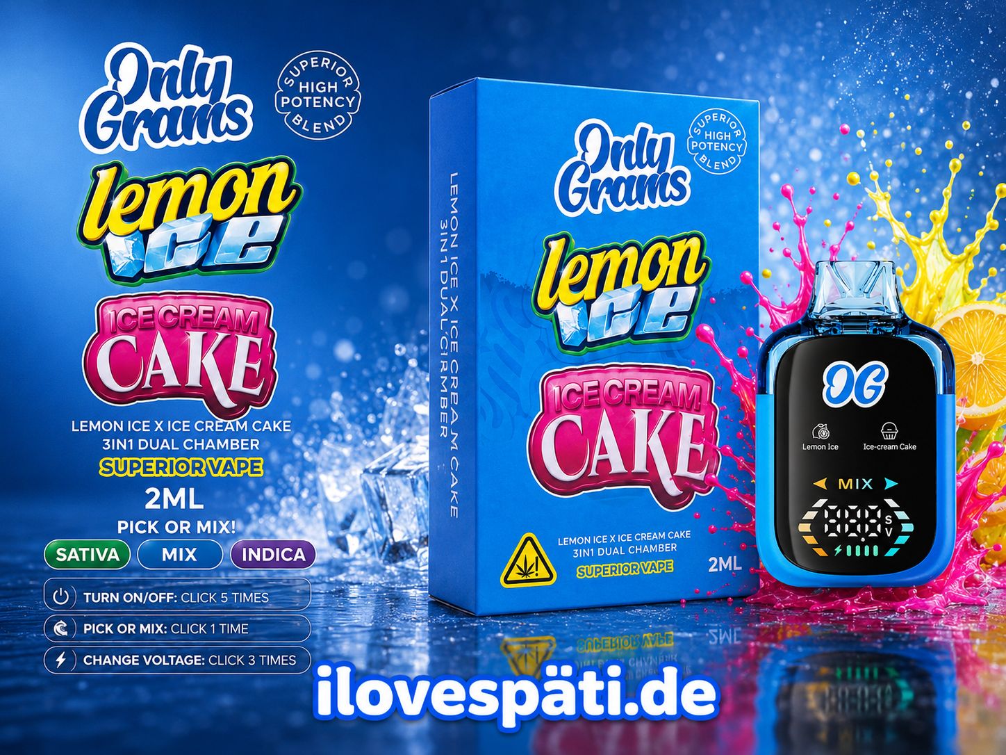 OnlyGrams Lemon Ice × Ice Cream Cake Dual Chamber Vape 2 ml