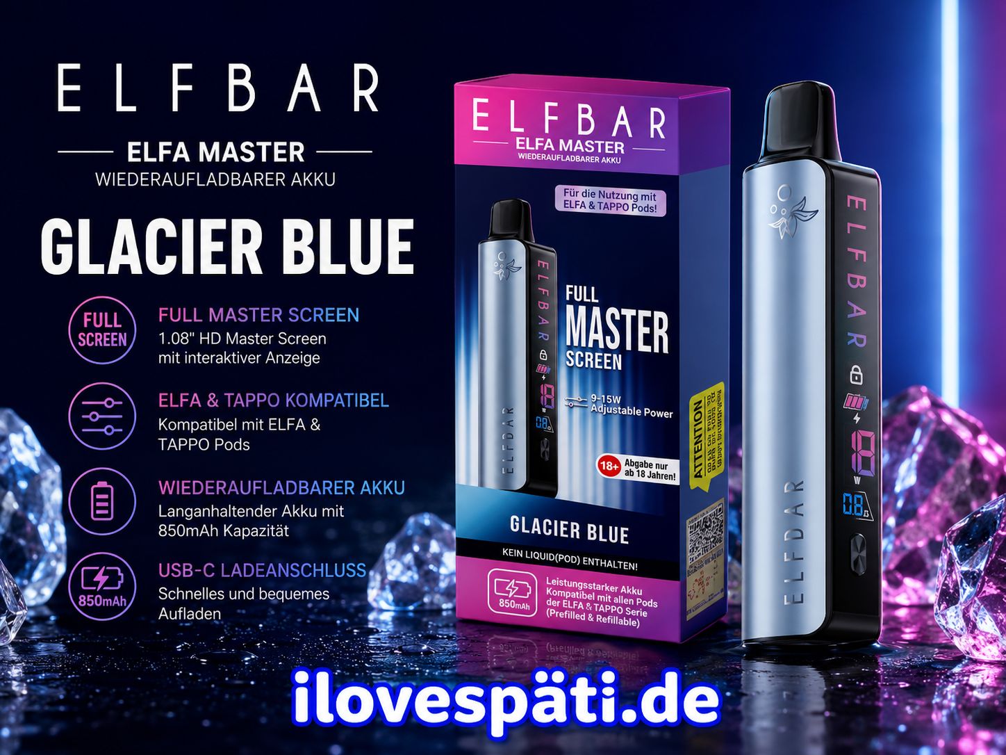 ELFBAR ELFA Master Glacier Blue Basisgerät 850 mAh