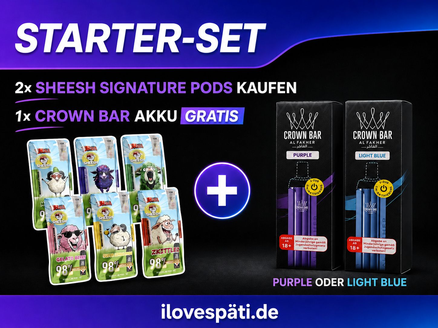 SHEESH Signature Pods Starter-Set mit Crown Bar Akku