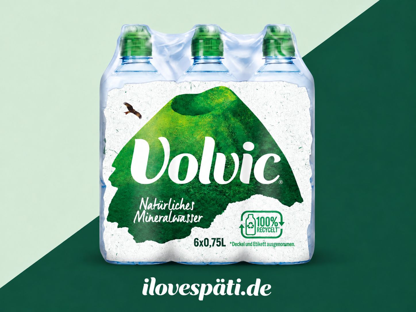 Volvic Naturelle Mineralwasser still 6 × 0,75 l mit Sportverschluss