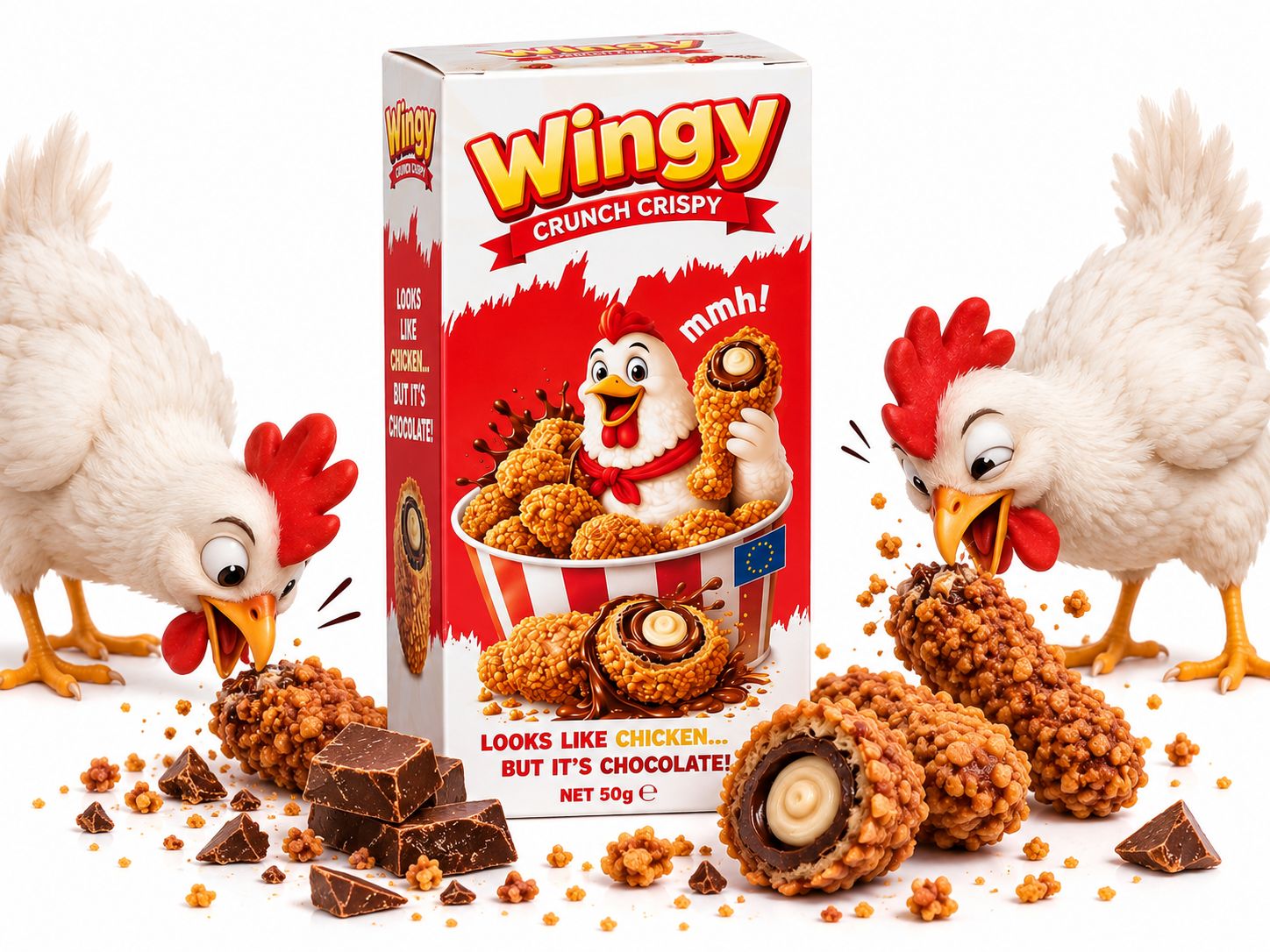 Wingy Crunch Crispy Erdbeere – Schokoladensnack 50 g