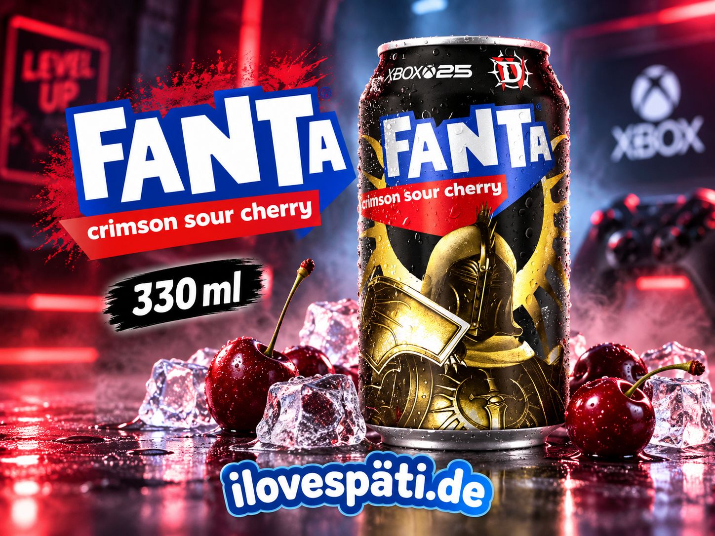 Fanta Crimson Sour Cherry Limonade im Xbox-Design