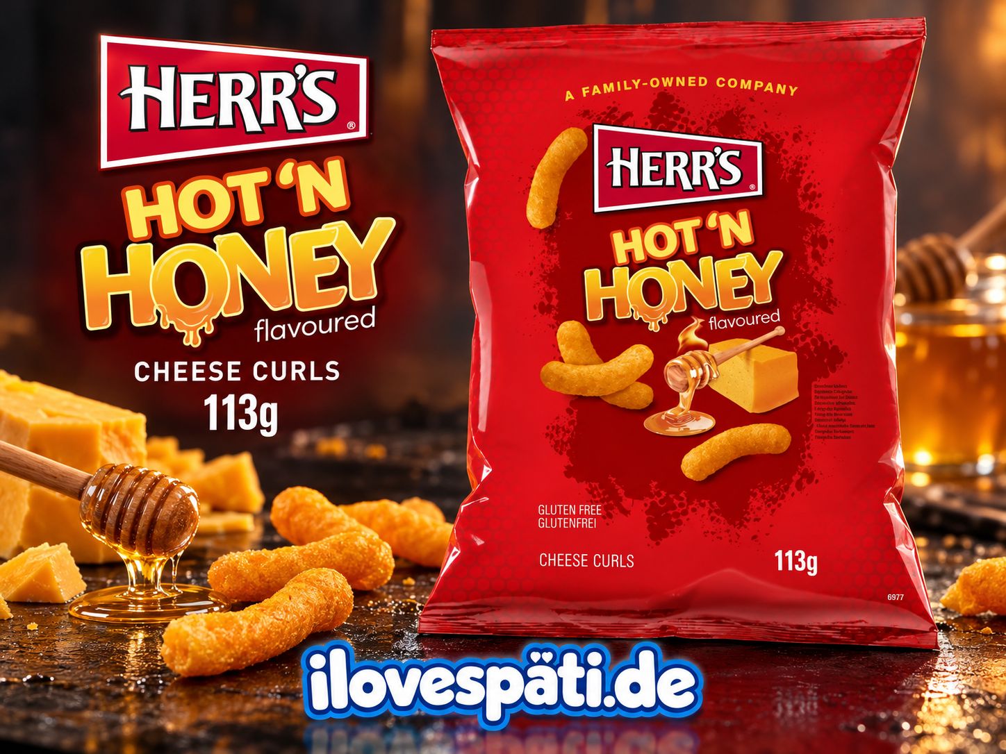 Herr’s Hot ’N Honey Cheese Curls 113 g – Süß-scharfe Käseflips