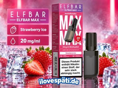 ELFBAR MAX Strawberry Ice Nachfüllbehälter 10 ml – 20 mg/ml Nikotin