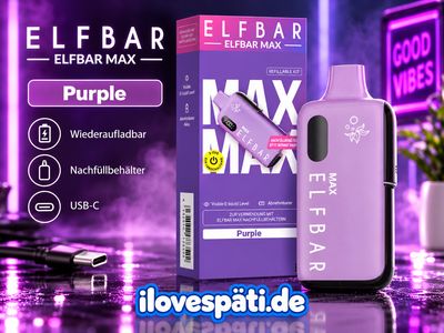ELFBAR MAX Kit Purple – E-Zigaretten-Basisgerät 650 mAh USB-C