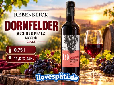 Rebenblick Dornfelder lieblich Rotwein 2023 – 0,75 l, 11 % vol. Rebenblick Dornfelder lieblich Rotwein 2023 – 0,75 l, 11 % vol.