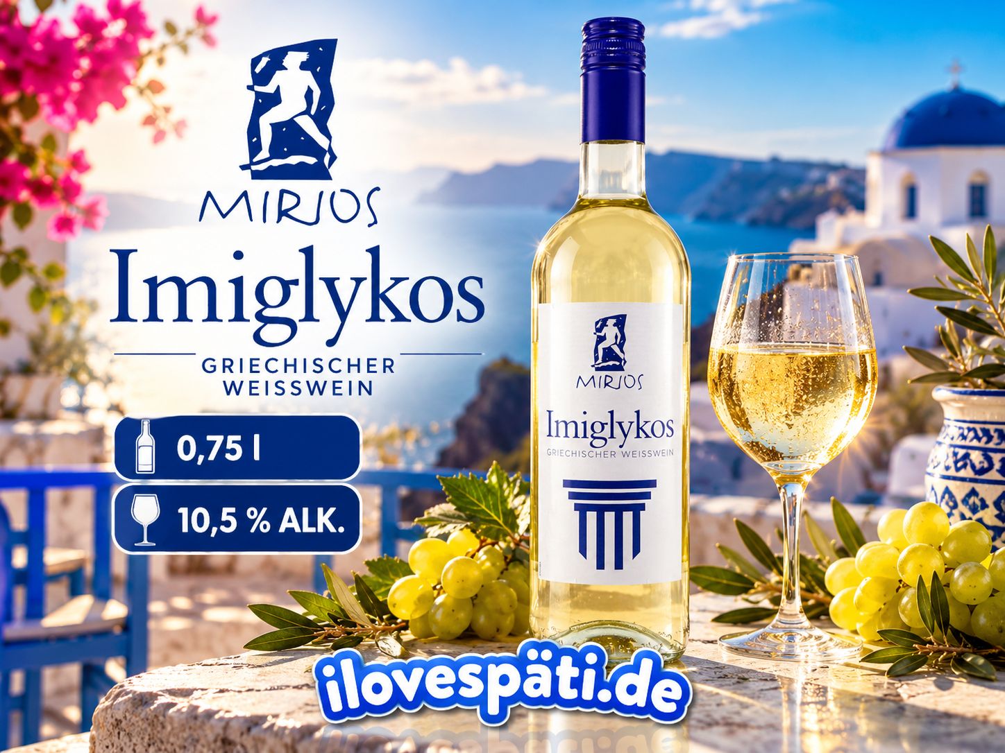 Mirios Imiglykos Griechischer Weißwein lieblich 0,75 l – 10,5 % vol.
