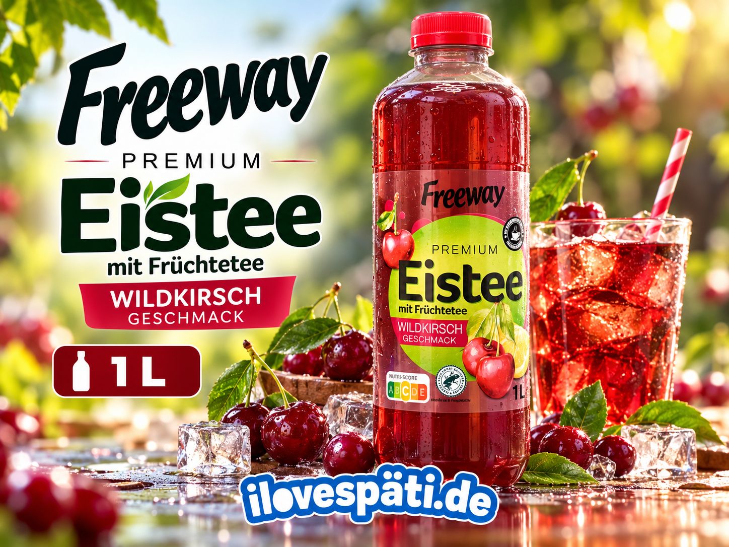 Freeway Premium Eistee Wildkirsche mit Früchtetee 1 L