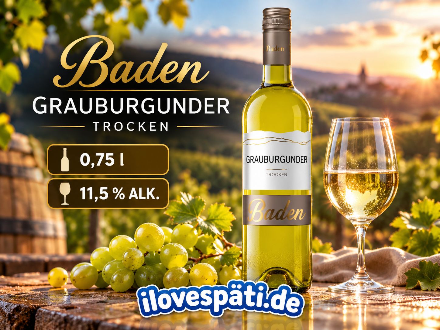 Grauburgunder Baden trocken 2025 – Deutscher Qualitätswein Weißwein 0,75 l – 11,5 % vol.